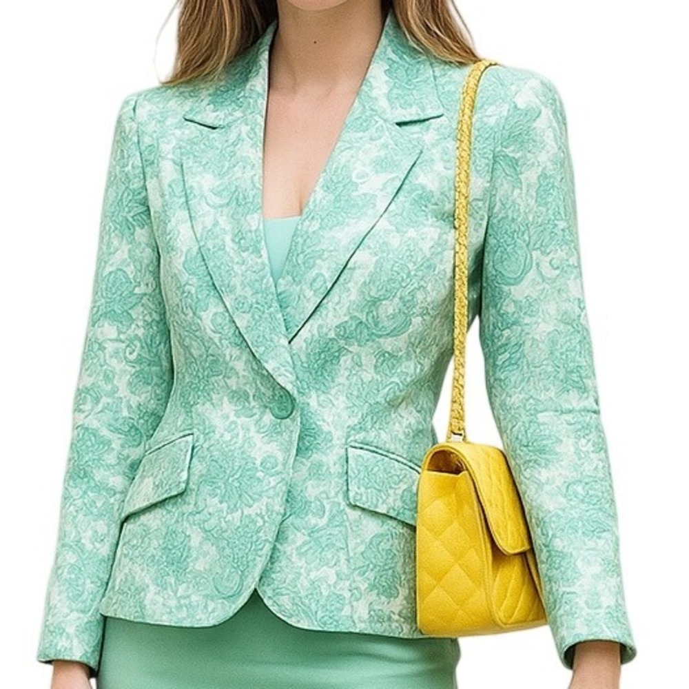 Erin London‎ Floral Printed Long Sleeve Collared Lined Blazer Suit Jacket Size M